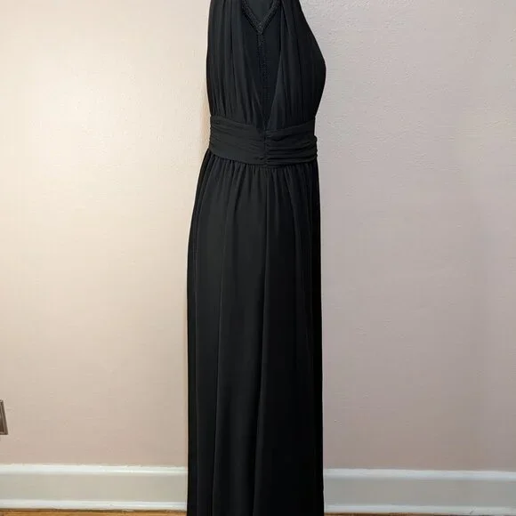 Lulus Size Medium Heavenly Hues Black Chiffon Deep V-Neck Maxi Dress - Picture 5 of 12